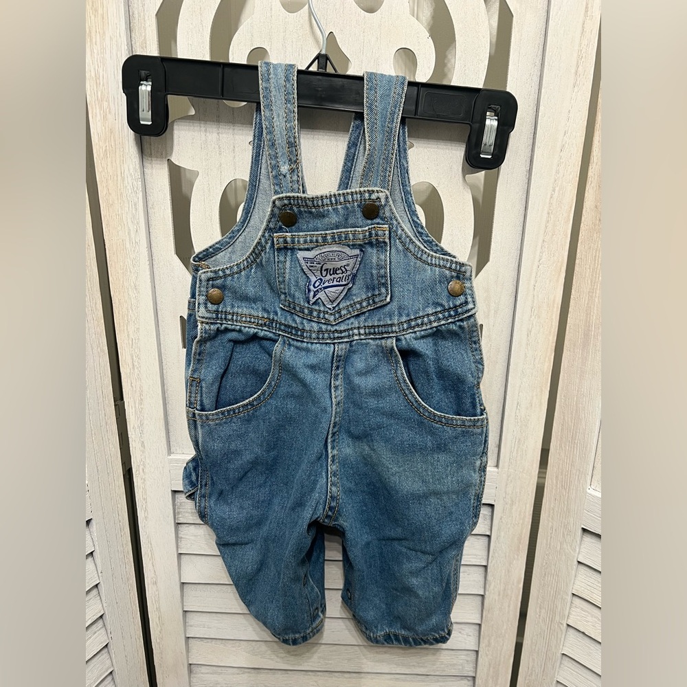 Vintage Guess Baby Blue Denim Overalls 3mo
